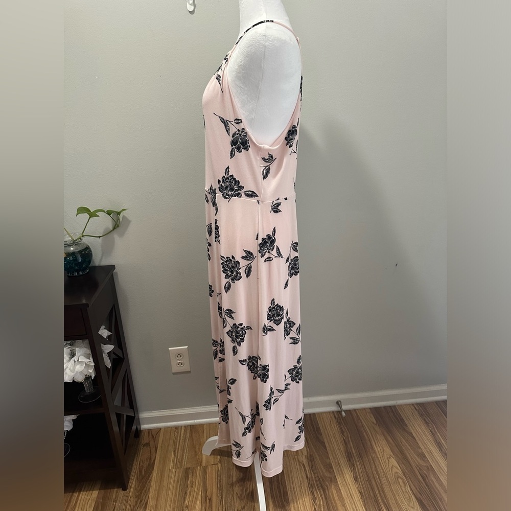 Candie’s Maxi Floral Pink Black Rose Flower Halter Maxi Dress Size X-Large - Picture 4 of 9